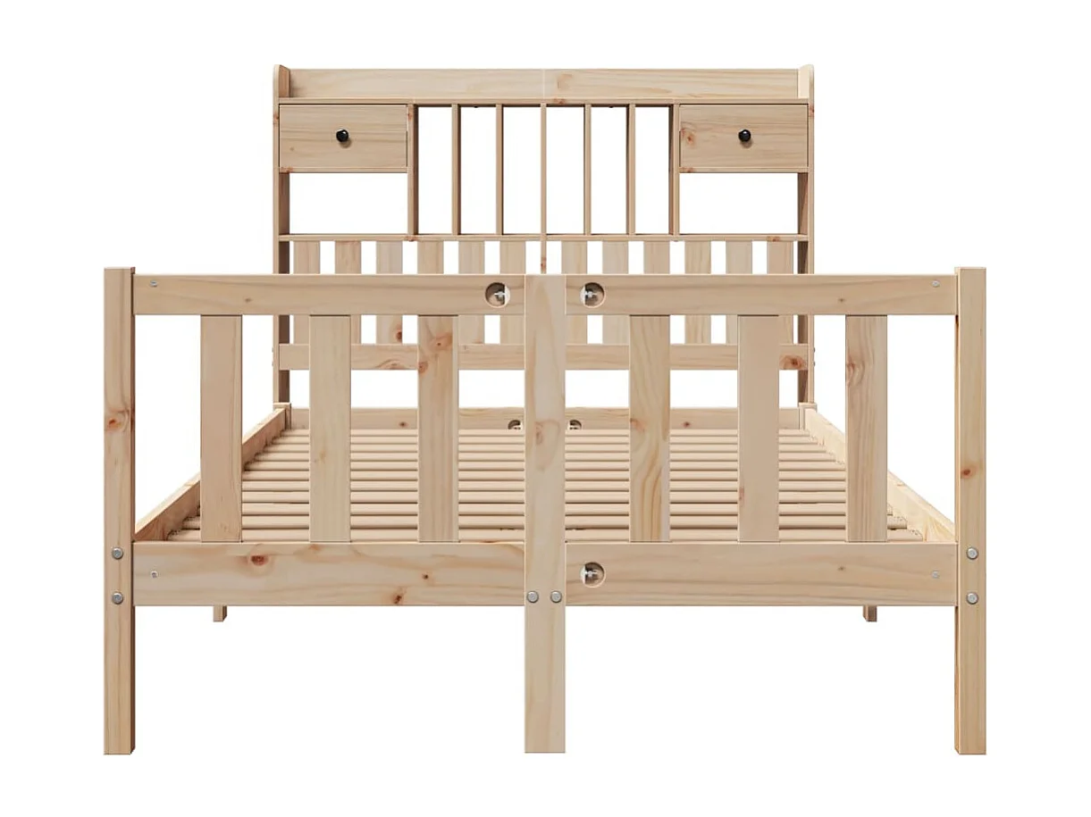 Massivholzbett mit Regal ohne Matratze 135x190 cm Kiefernholz