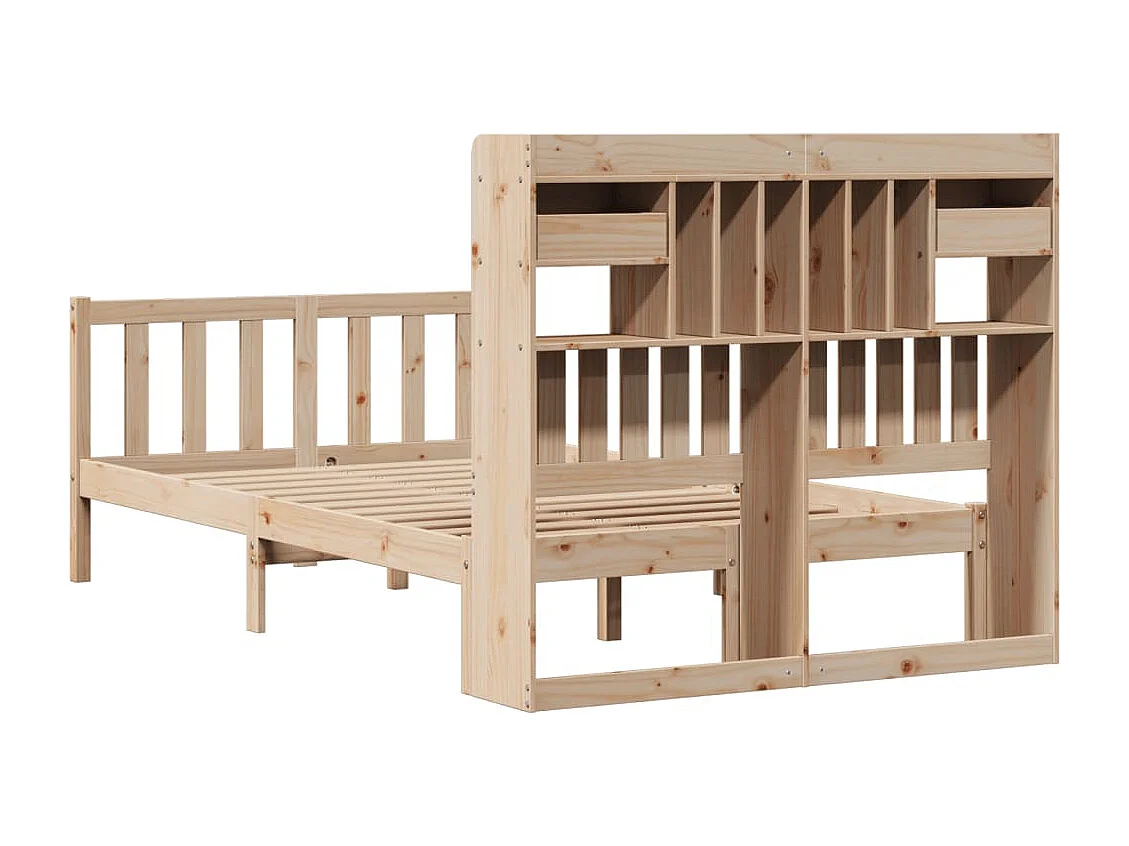 Massivholzbett mit Regal ohne Matratze 135x190 cm Kiefernholz