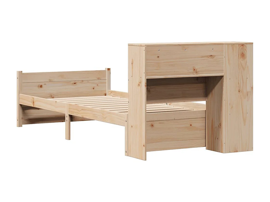 Bed met boekenkast zonder matras massief grenenhout 90x200 cm