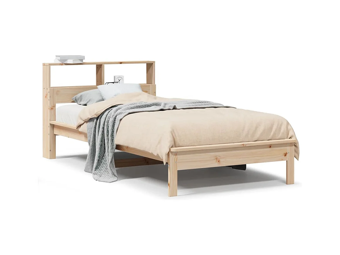 Lit bibliothèque sans matelas 90x200 cm bois de pin massif