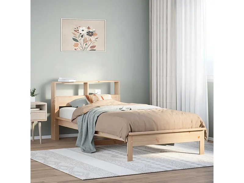 Massivholzbett mit Regal ohne Matratze 90x200 cm Kiefer