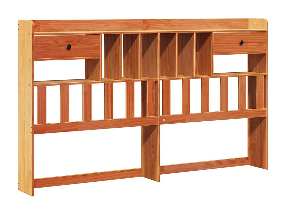 Massivholzbett mit Regal ohne Matratze Wachsbraun 180x200 cm