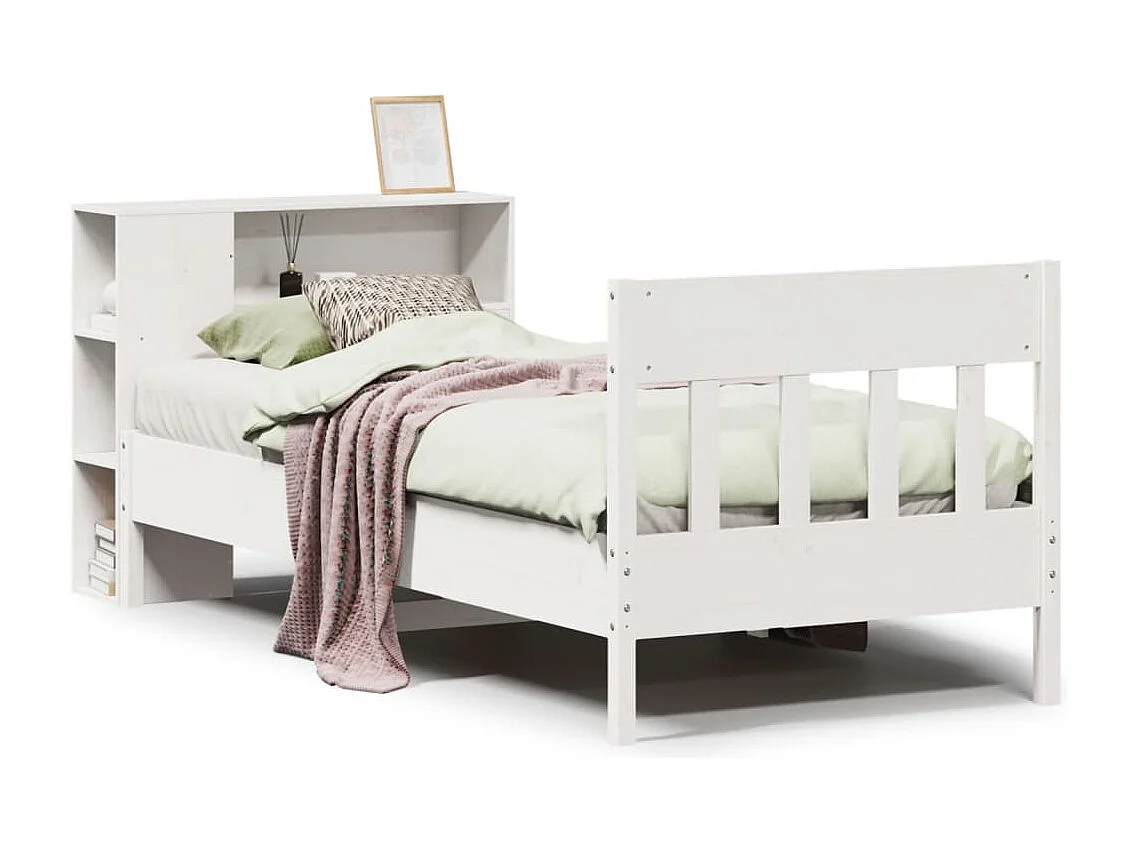 Letto con Libreria senza Materasso 75x190 cm in Legno Pino