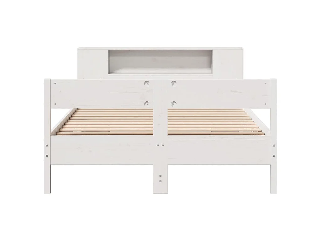 Lit bibliothèque sans matelas blanc 135x190 cm bois pin massif
