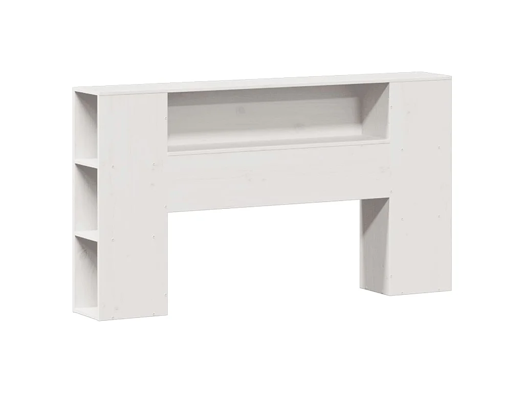 Lit bibliothèque sans matelas blanc 135x190 cm bois pin massif