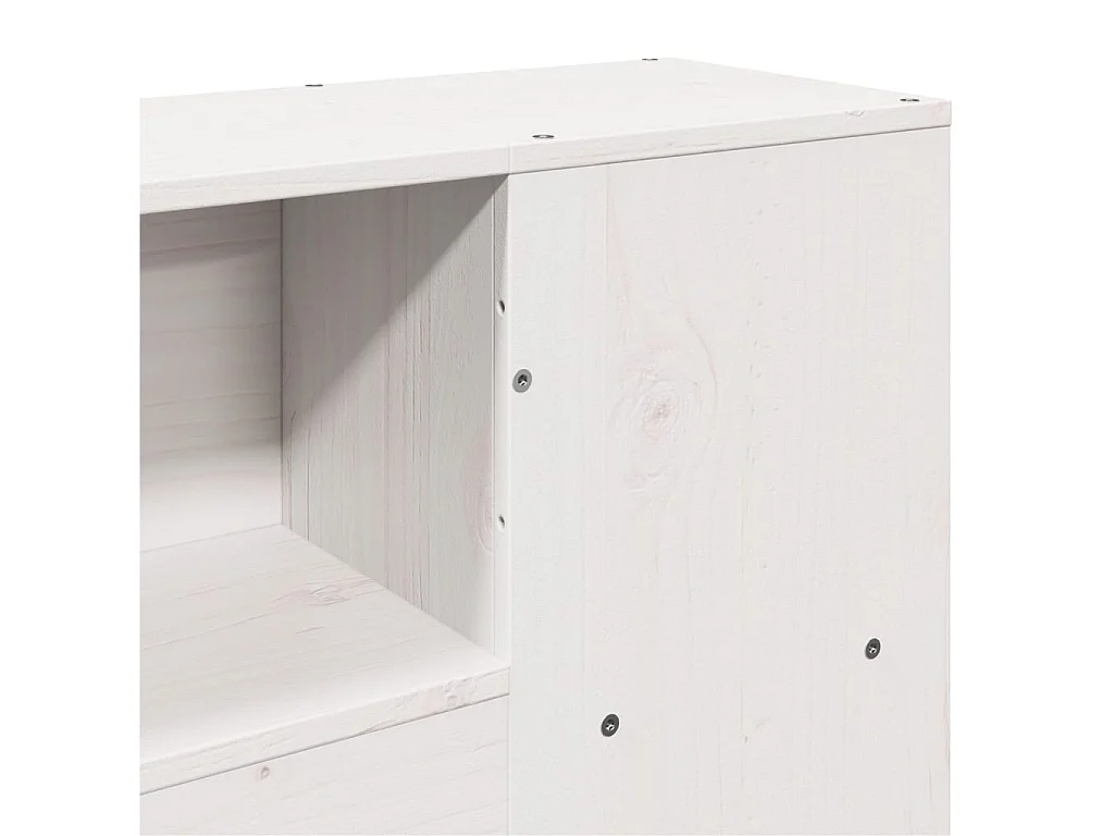 Lit bibliothèque sans matelas blanc 135x190 cm bois pin massif