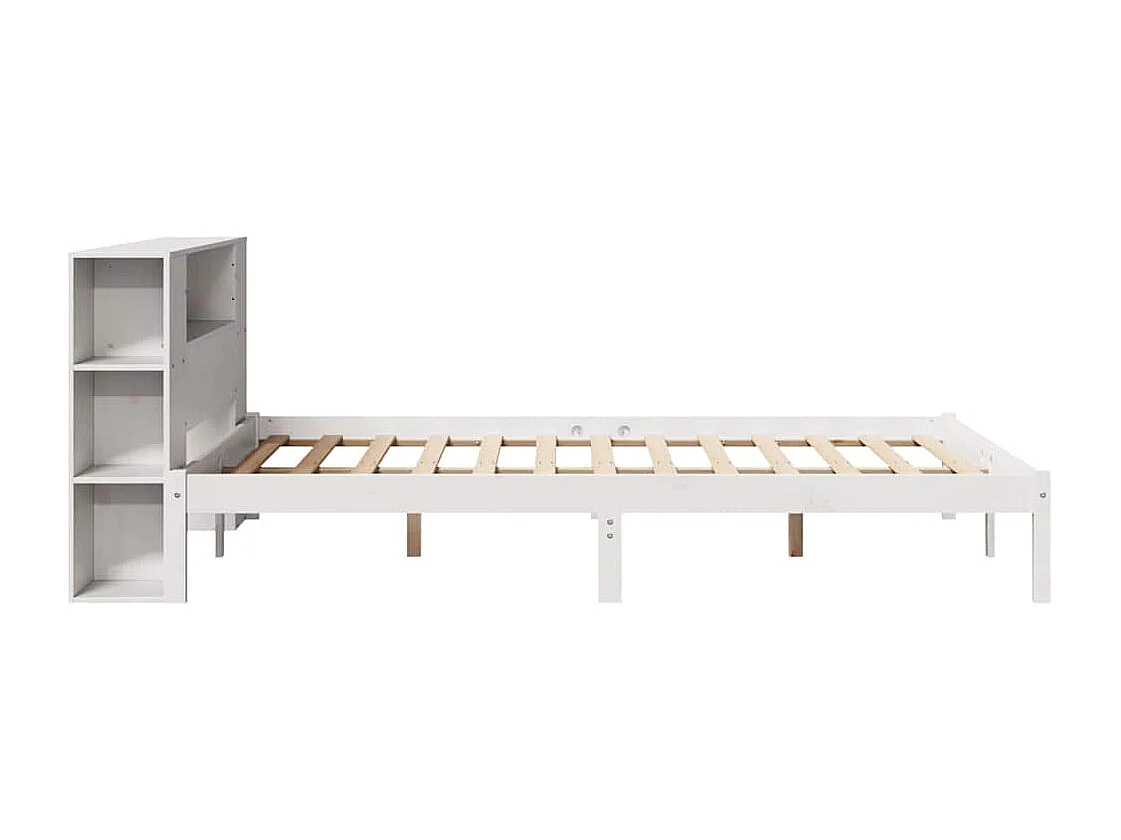 Cama com estante sem colchão 135x190 cm pinho maciço branco