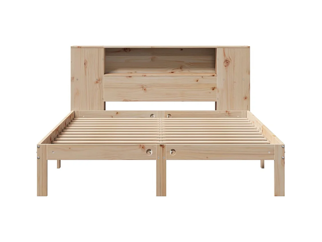 Lit bibliothèque sans matelas 150x200 cm bois massif de pin