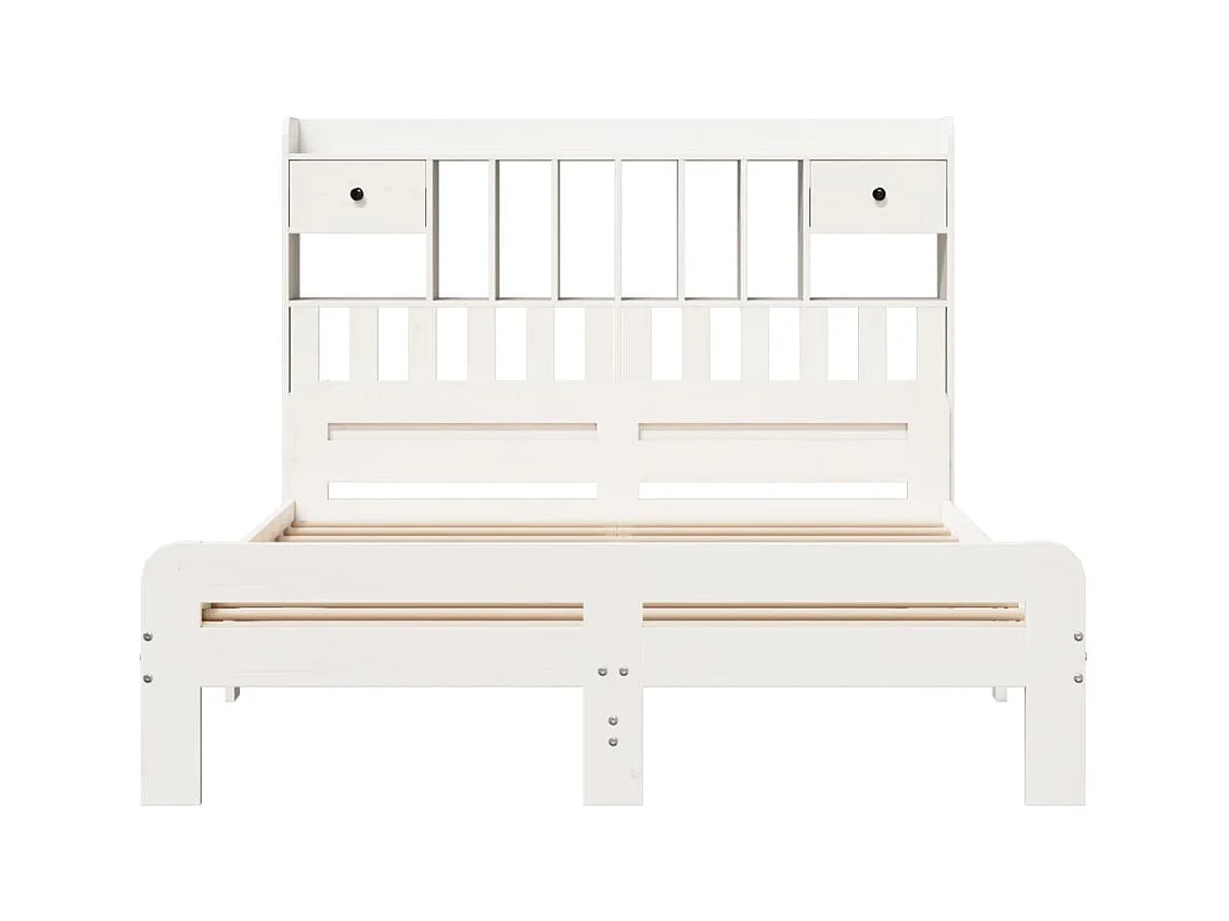 Lit bibliothèque sans matelas blanc 160x200 cm bois pin massif