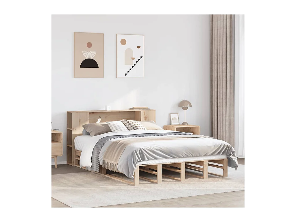 Lit bibliothèque sans matelas 150x200 cm bois massif