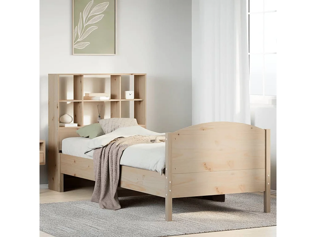 Massivholzbett mit Regal ohne Matratze 100x200 cm Kiefer