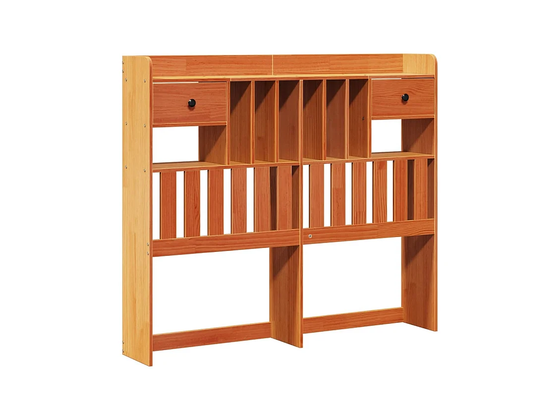 Cama con estantería sin colchón madera maciza marrón 135x190cm