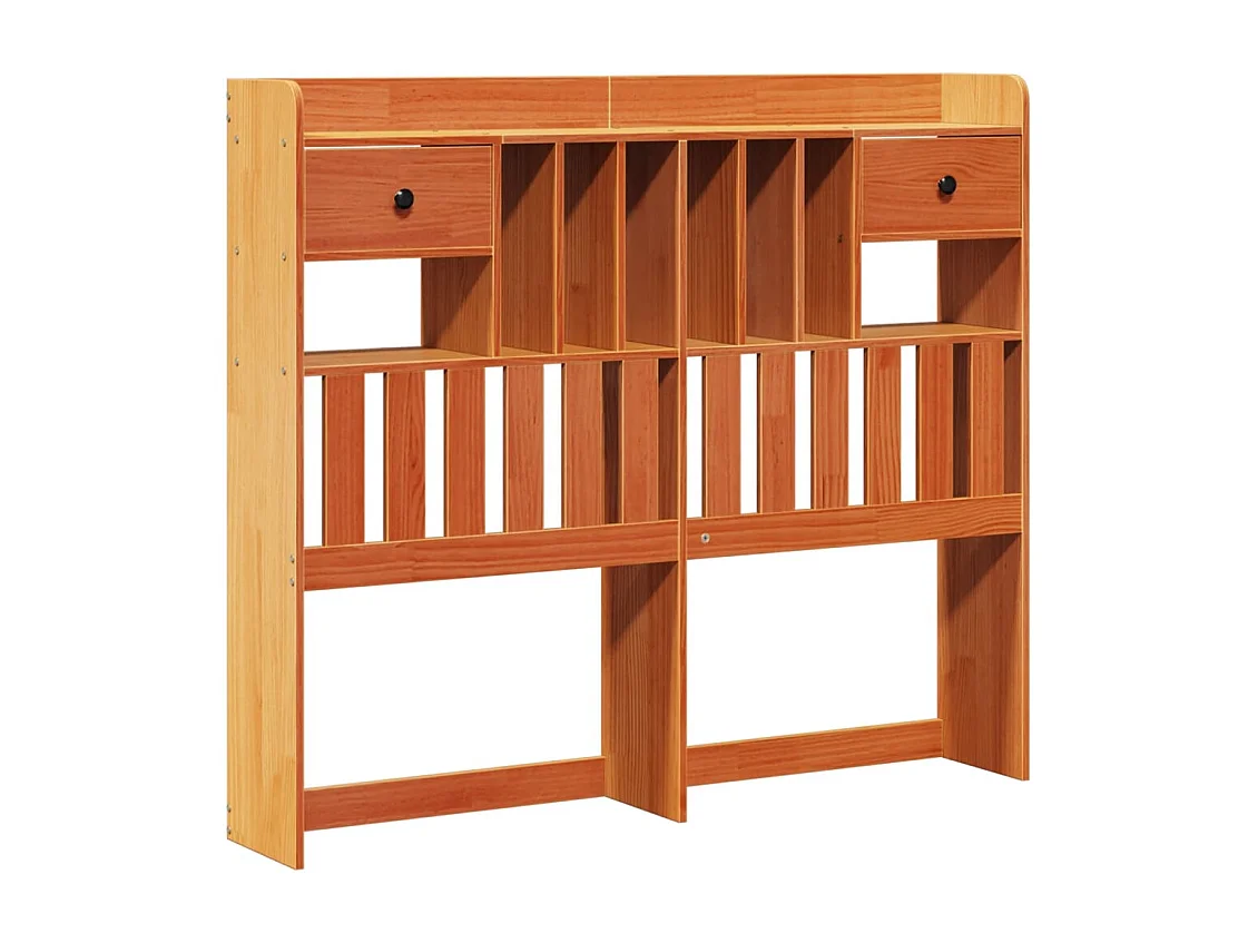 Lit bibliothèque sans matelas cire marron 135x190 cm pin massif