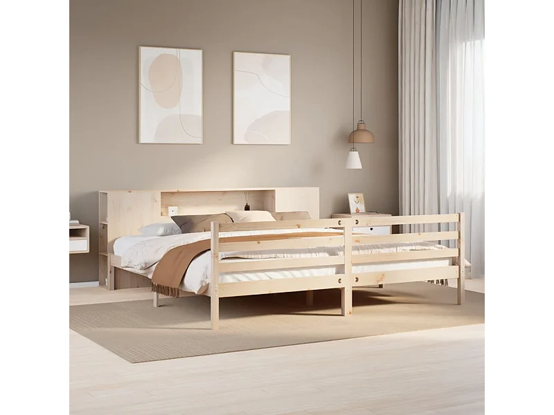 Letto Libreria senza Materasso 200x200 cm in Legno di Pino