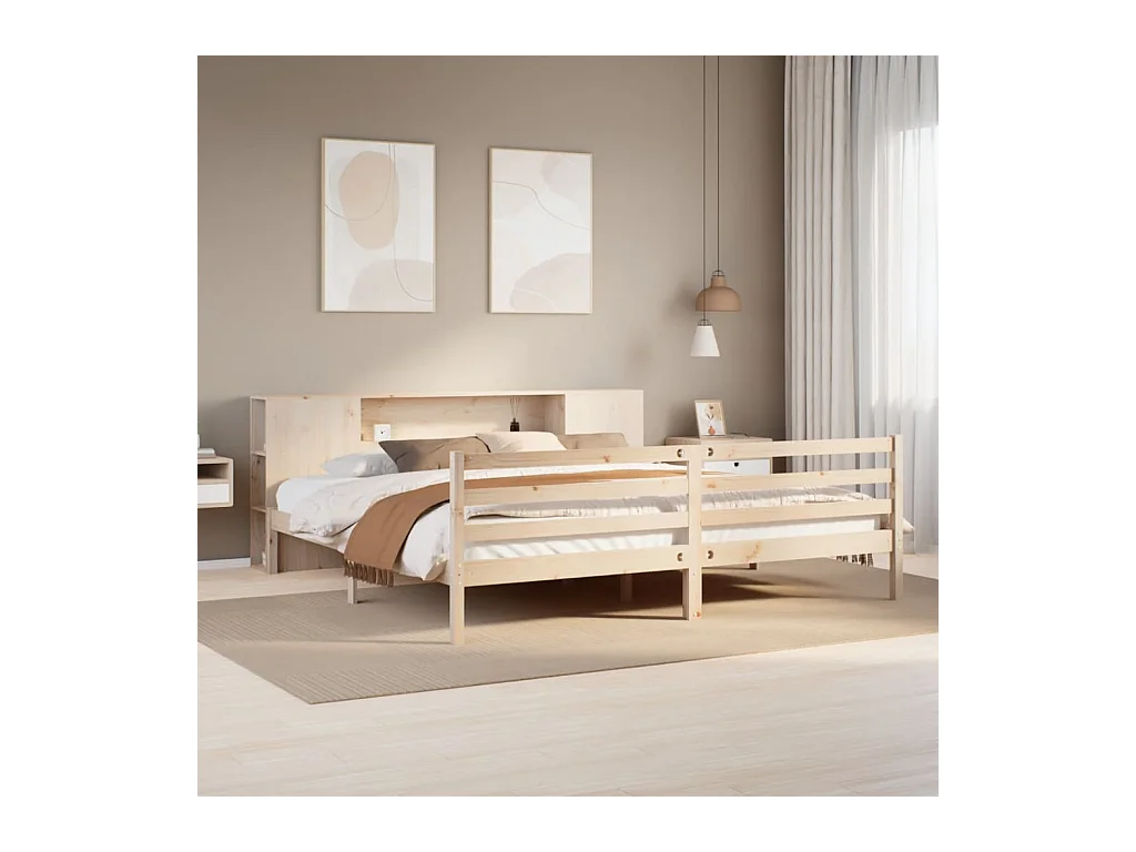 Letto Libreria senza Materasso 200x200 cm in Legno di Pino