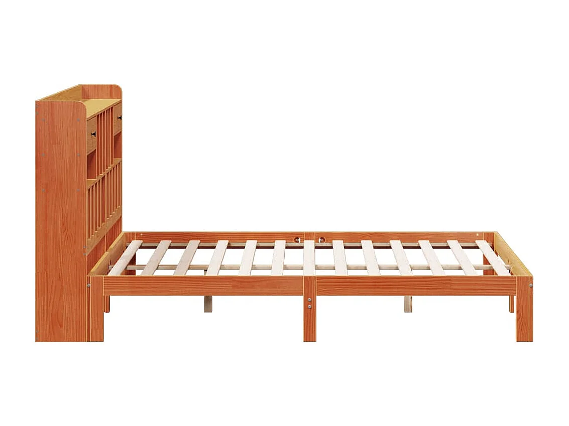 Letto Libreria senza Materasso Marrone Cera 180x200 cm in Pino