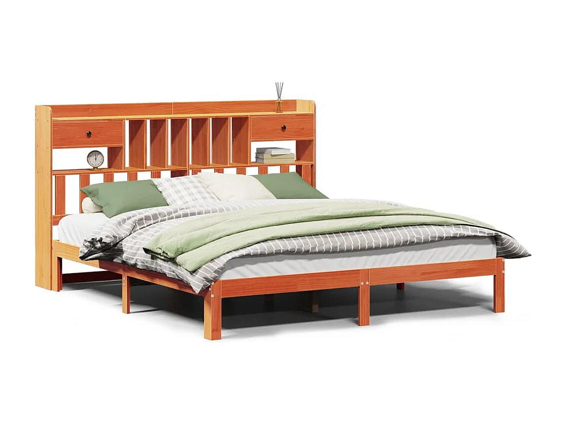 Cama com estante sem colchão 180x200 cm pinho maciço