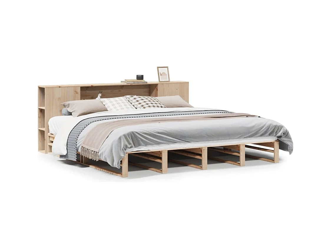 Lit bibliothèque sans matelas 180x200 cm bois massif