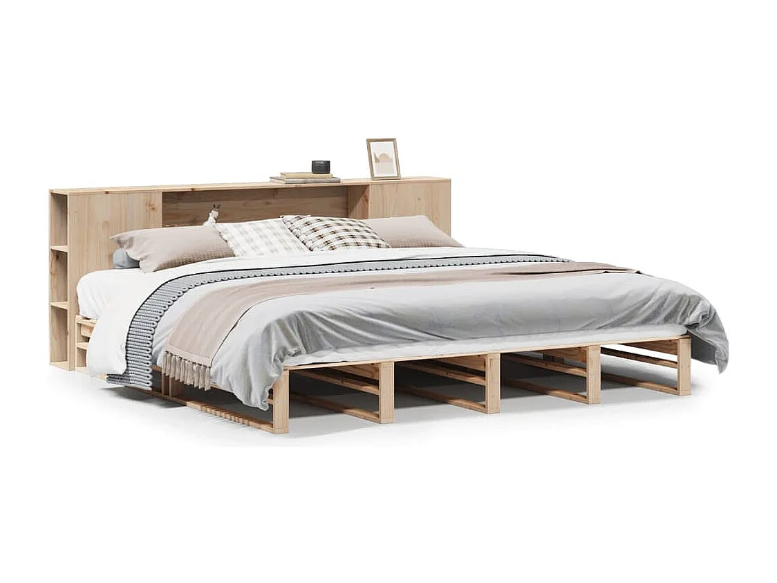 Bed met boekenkast zonder matras massief hout 180x200 cm