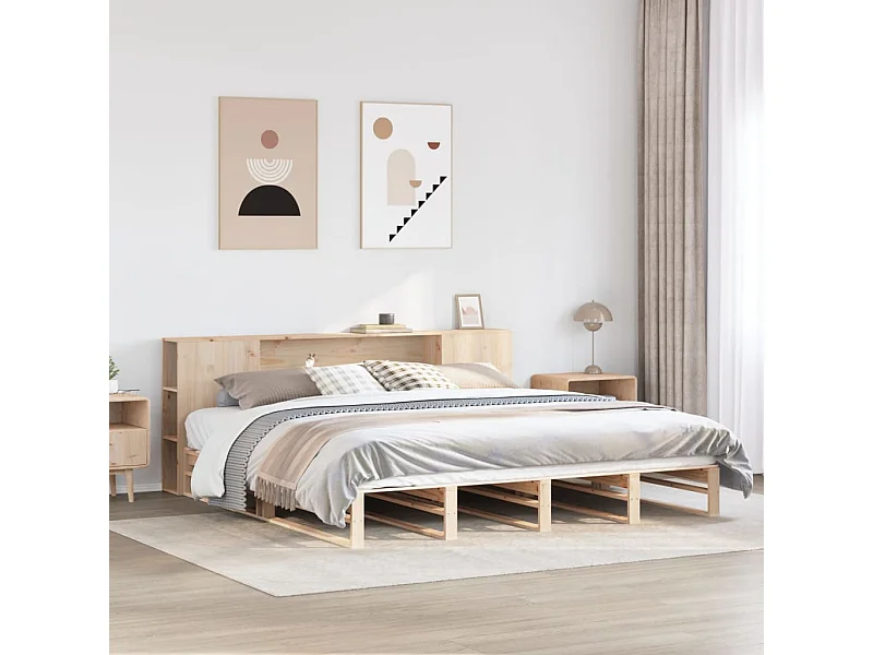 Bed met boekenkast zonder matras massief hout 180x200 cm