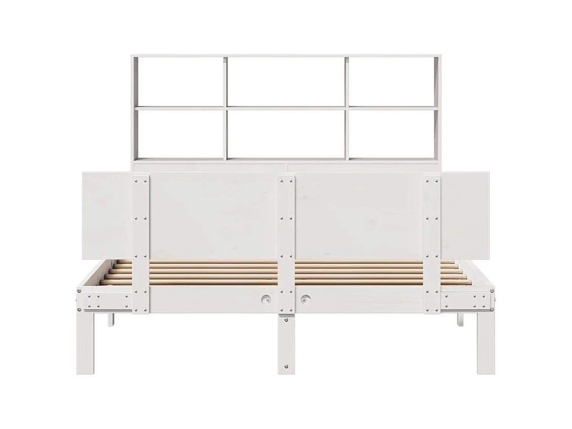 Lit bibliothèque sans matelas blanc 140x200 cm bois pin massif
