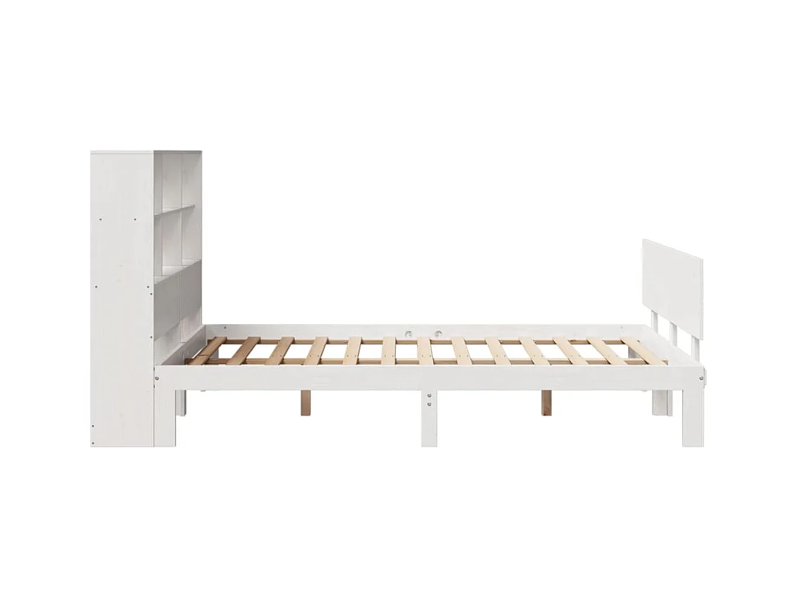 Lit bibliothèque sans matelas blanc 140x200 cm bois pin massif