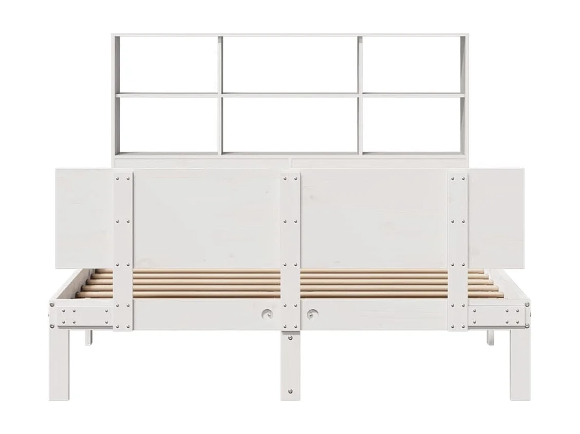 Lit bibliothèque sans matelas blanc 140x200 cm bois pin massif