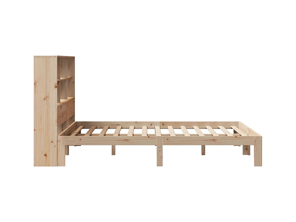 Lit bibliothèque sans matelas 160x200 cm bois massif de pin