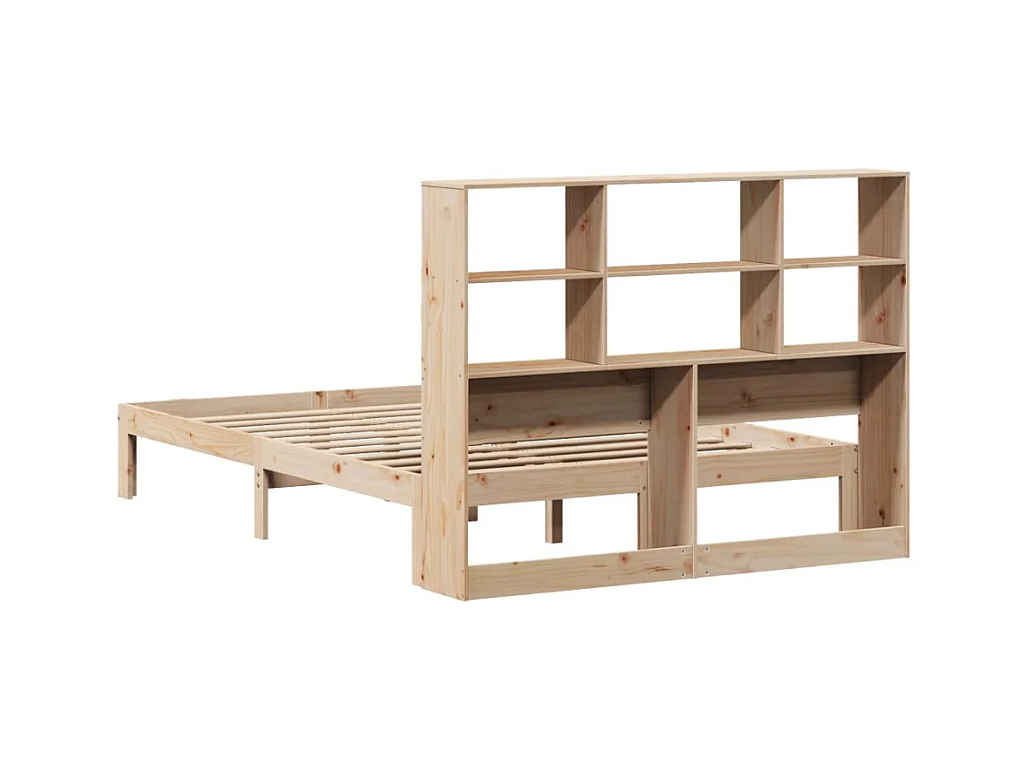 Lit bibliothèque sans matelas 160x200 cm bois massif de pin