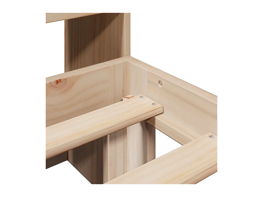 Lit bibliothèque sans matelas 160x200 cm bois massif de pin