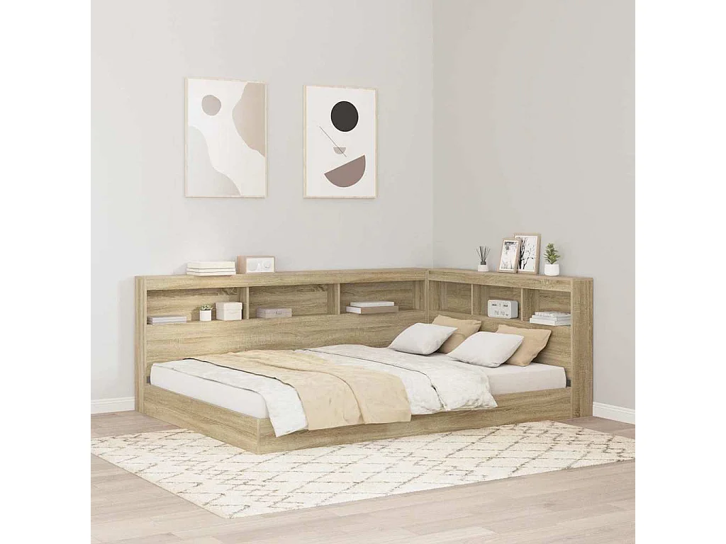 Letto Libreria rovere sonoma 160 x 200 cm Legno ingegnerizzato