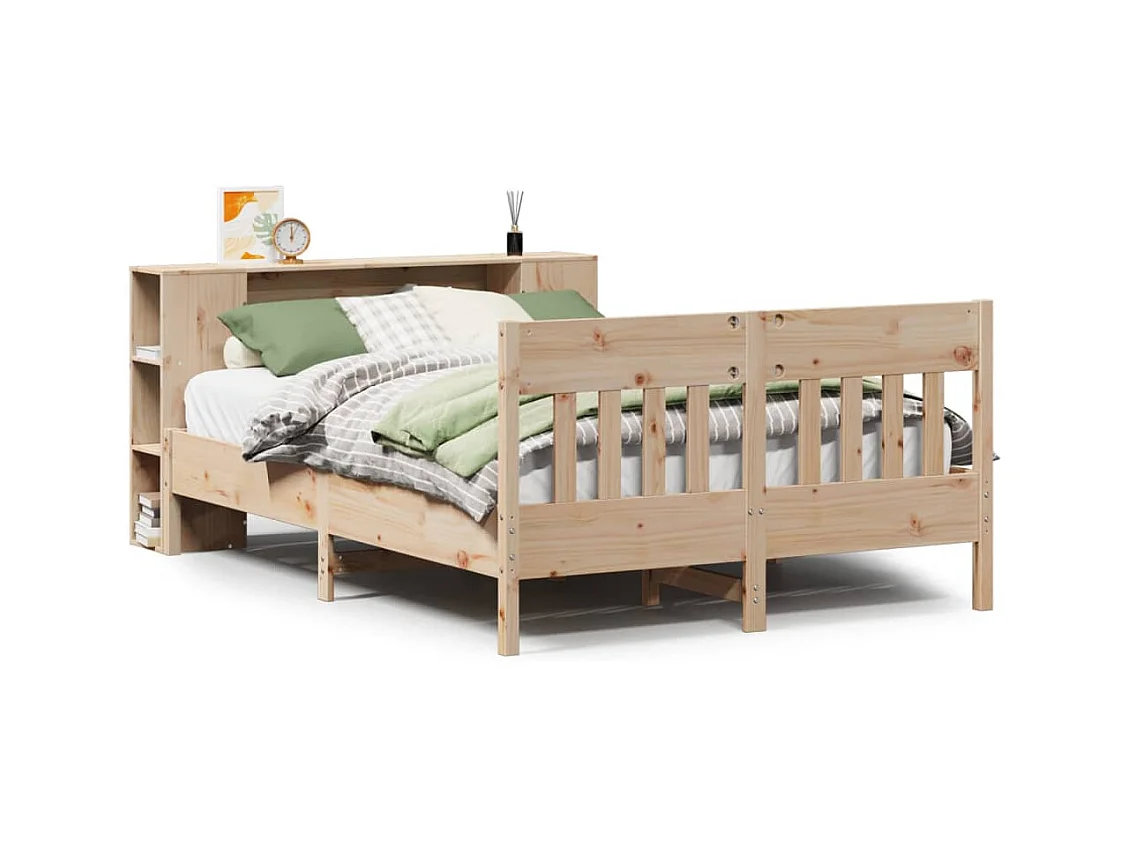 Lit bibliothèque sans matelas 120x190 cm bois de pin massif