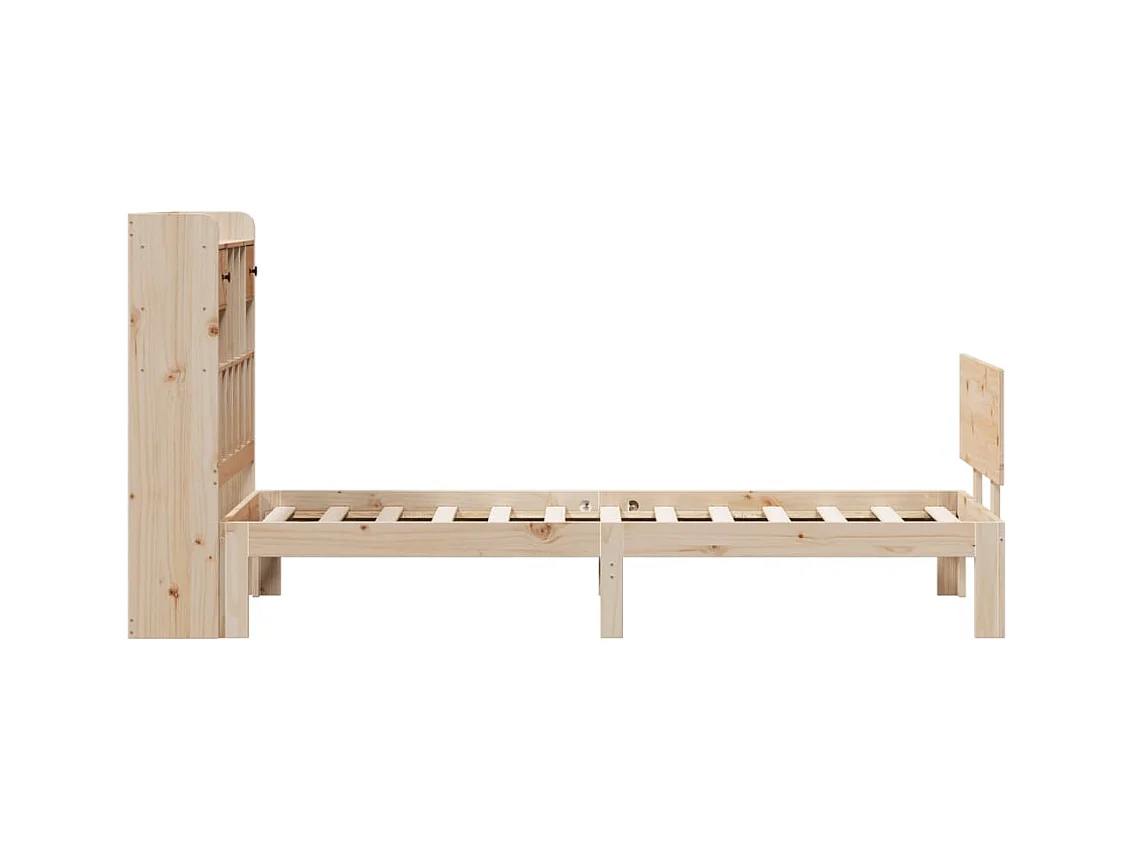 Lit bibliothèque sans matelas 90x190 cm bois de pin massif