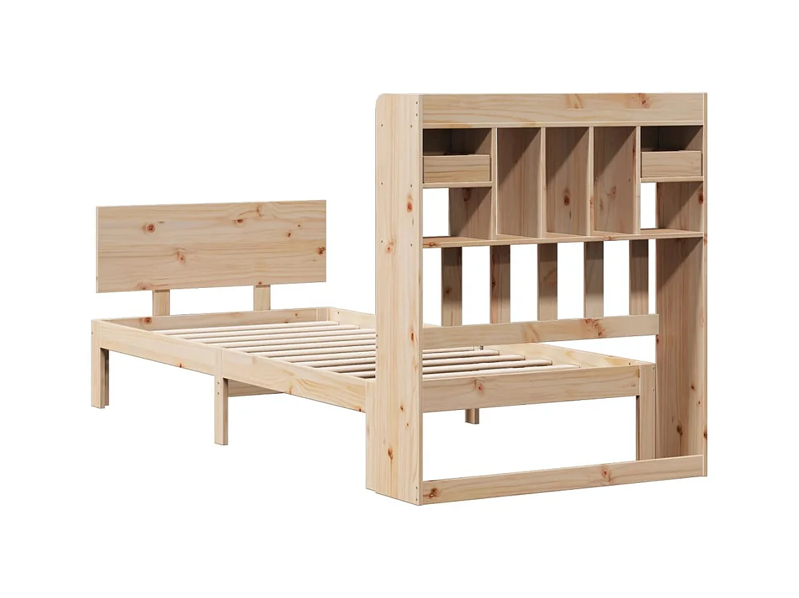 Lit bibliothèque sans matelas 90x190 cm bois de pin massif