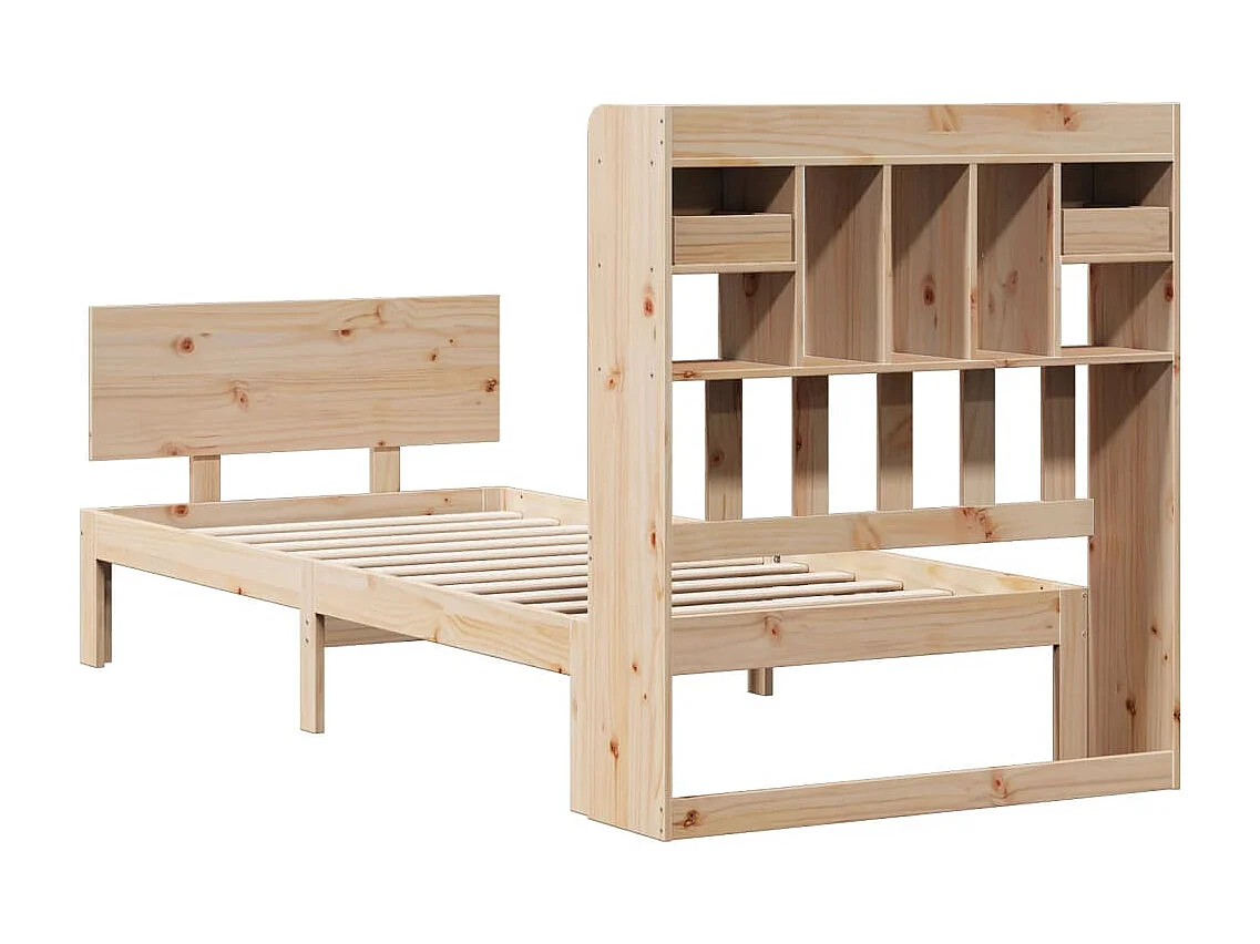 Letto Libreria senza Materasso 90x190 cm Legno Massello Pino