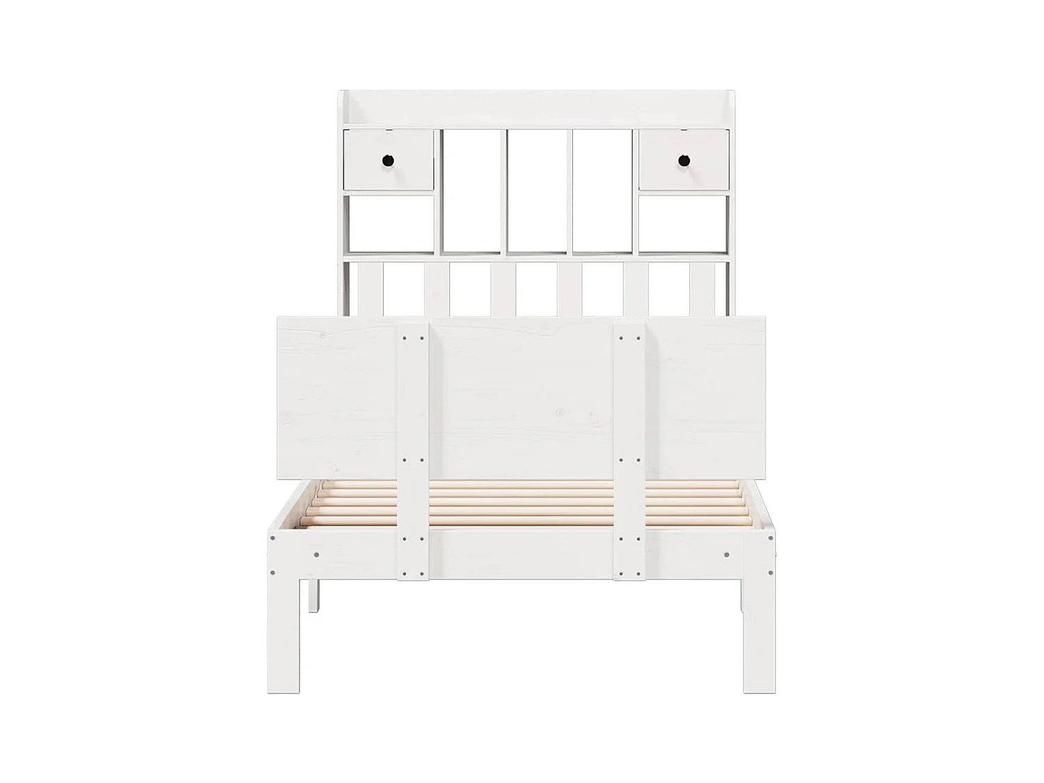 Lit bibliothèque sans matelas blanc 75x190cm bois de pin massif