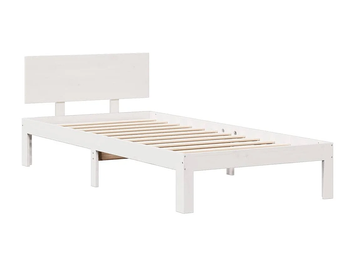 Massivholzbett mit Regal ohne Matratze Weiß 75x190 cm Kiefer