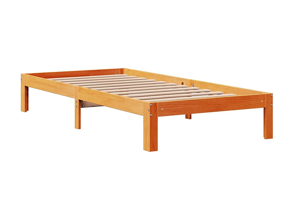 Cama com estante sem colchão 75x190cm pinho maciço castanho-mel
