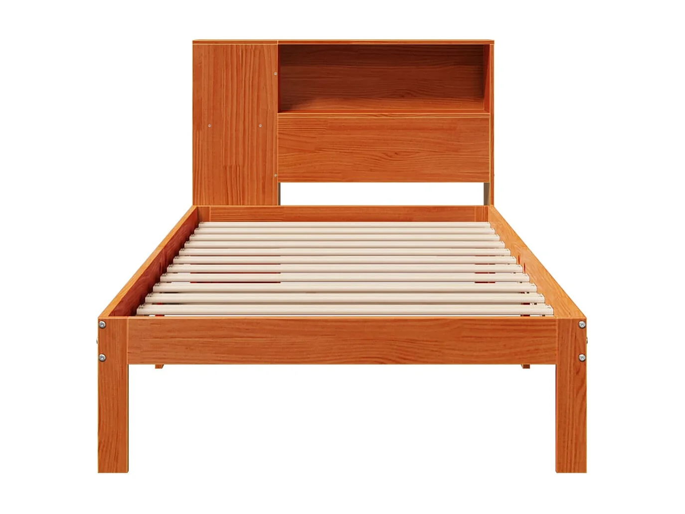 Cama com estante sem colchão 75x190cm pinho maciço castanho-mel