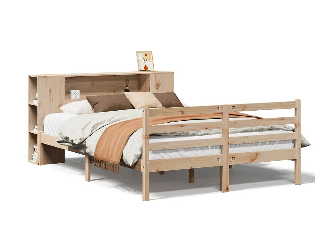 Letto Libreria senza Materasso 160x200 cm in Legno di Pino
