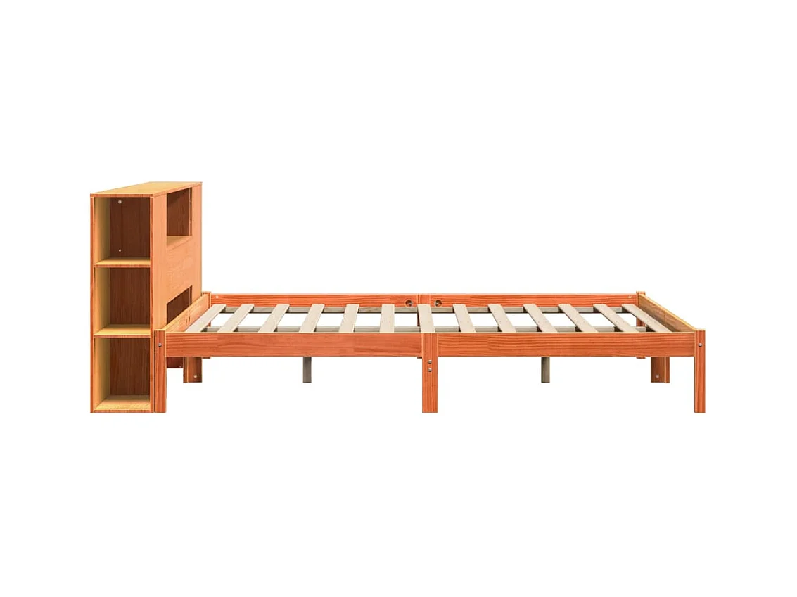 Lit bibliothèque sans matelas cire marron 180x200 cm pin massif