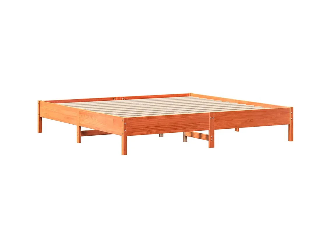 Lit bibliothèque sans matelas cire marron 180x200 cm pin massif