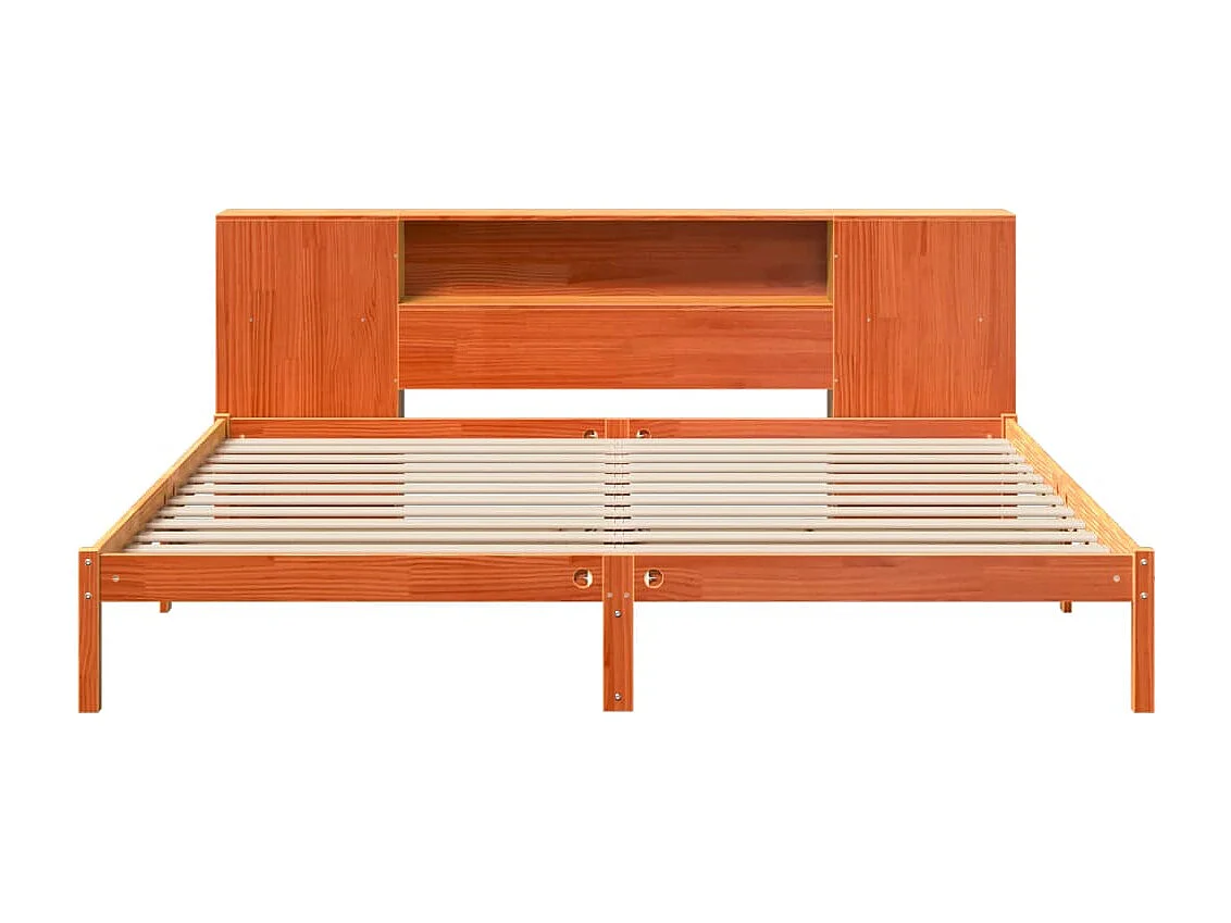 Lit bibliothèque sans matelas cire marron 180x200 cm pin massif