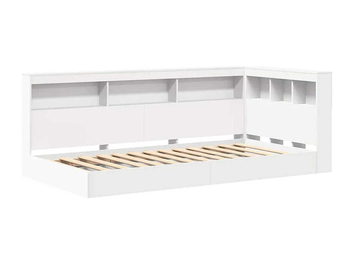 Bücherregal Bett mit Kopfteil Weiß 90 x 190 cm Holzwerkstoff
