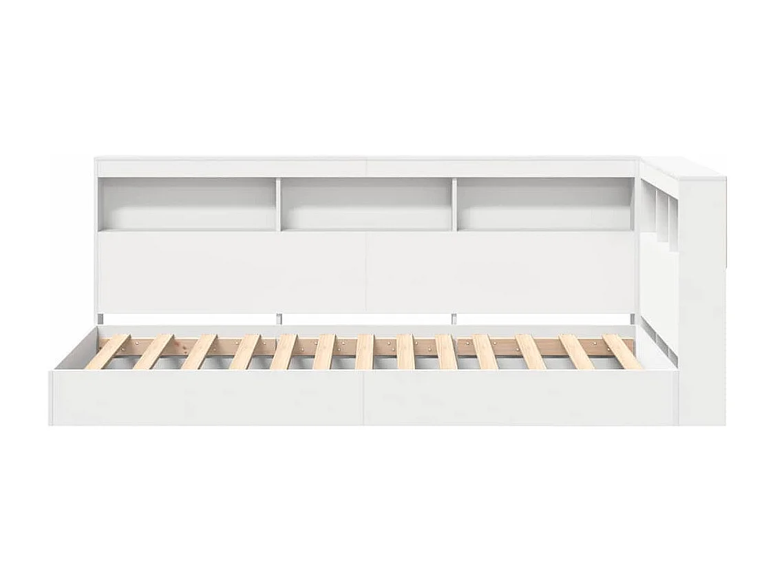 Bücherregal Bett mit Kopfteil Weiß 90 x 190 cm Holzwerkstoff