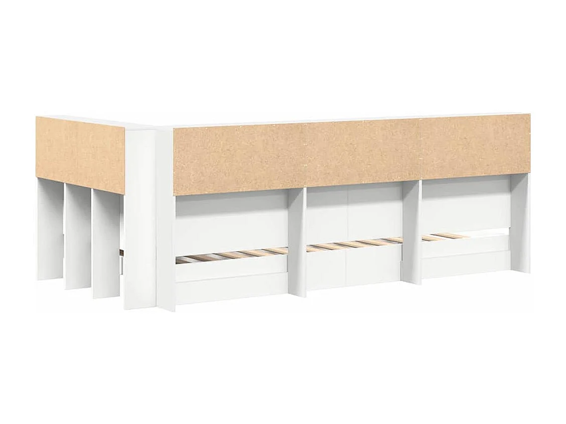 Bücherregal Bett mit Kopfteil Weiß 90 x 190 cm Holzwerkstoff