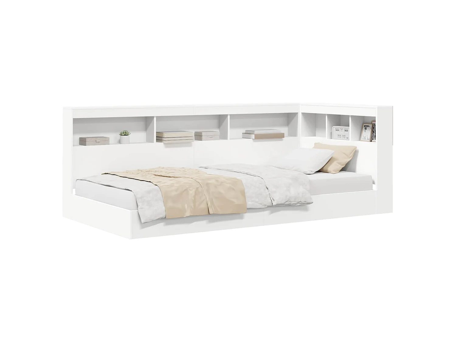 Bücherregal-Bett mit Kopfteil Weiß 90 x 190 cm Holzwerkstoff