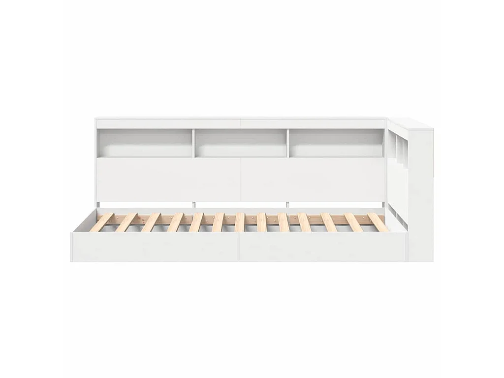 Bücherregal-Bett mit Kopfteil Weiß 90 x 190 cm Holzwerkstoff
