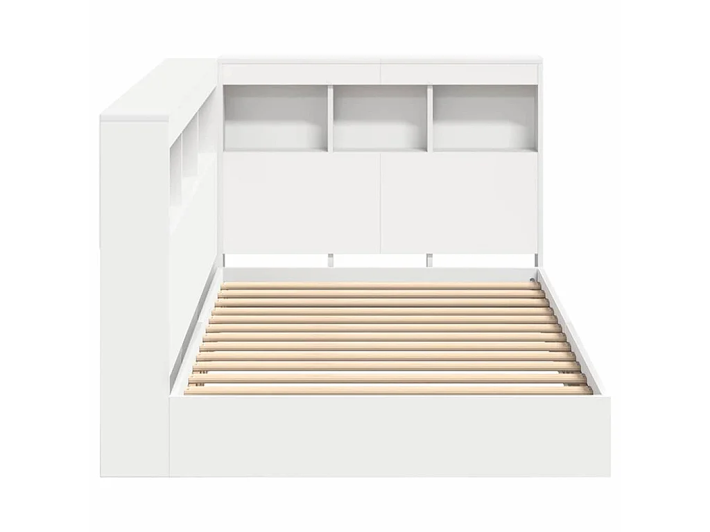 Bücherregal-Bett mit Kopfteil Weiß 90 x 190 cm Holzwerkstoff