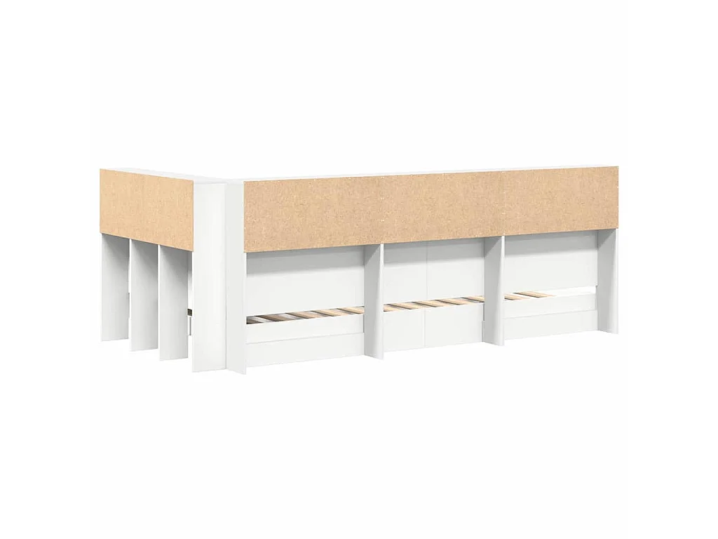 Bücherregal-Bett mit Kopfteil Weiß 90 x 190 cm Holzwerkstoff